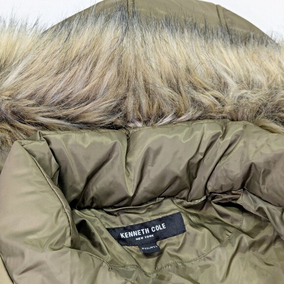 Kenneth Cole Petite Faux-Fur-Trim Hooded Puffer Coat Size PXX / 00 (MSRP $285) - Picture 5 of 8